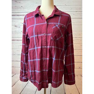 Fox Racing Flannel Plaid Button Front Shirt size‎ Large womens Moto Western